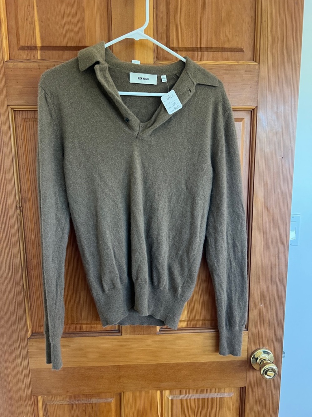 Buck Mason Brown V-Neck Collared Sweater